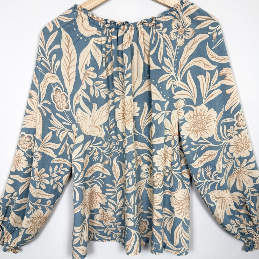 Patrons of Peace Boho Floral Blouse Long Sleeve Rayon M - Picture 4 of 10